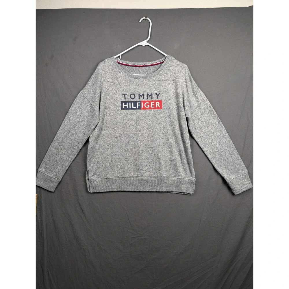 Tommy Hilfiger Womens Heather Gray Long Sleeve Crew Neck Pullover Sweatshirt‎